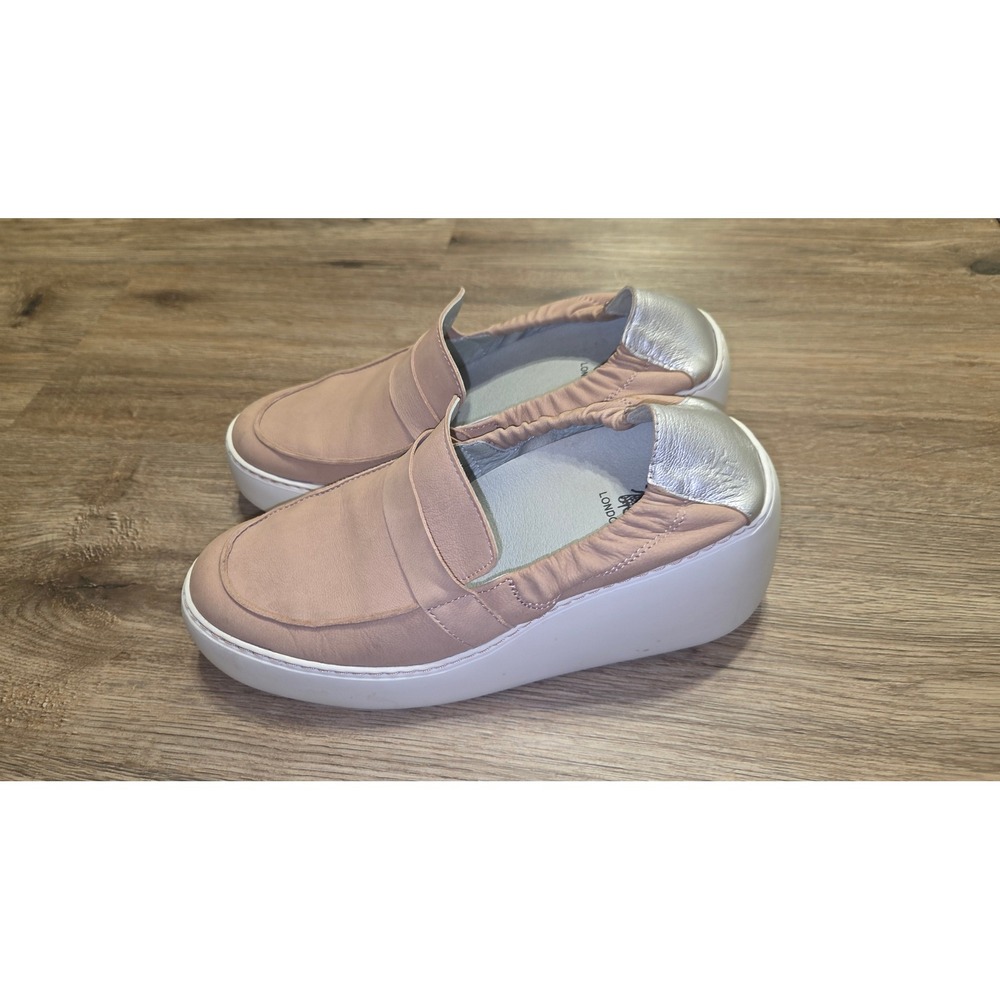 FLY London size 37 Slip On Trainers Wedge Loafer Shoes Leather Comfy Sneakers